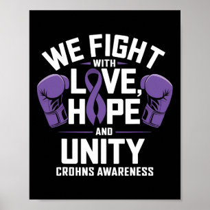 Crohns Awareness Love Hope Unity Purple Ribbon Box Poster