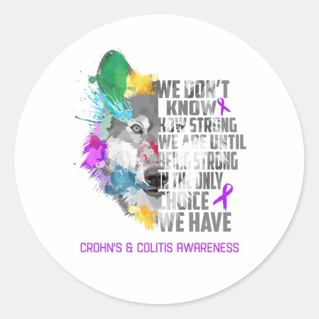Crohn's & Colitis Awareness Ribbon Support Gifts Classic Round Sticker (Front)