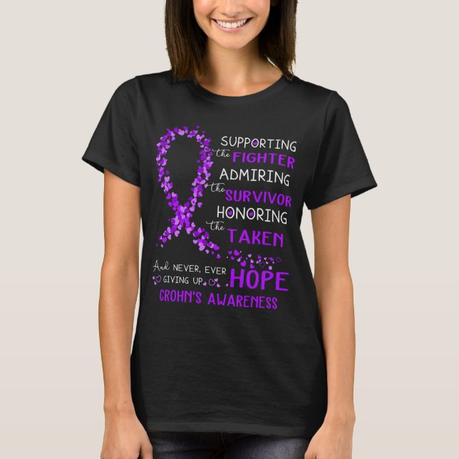 Crohn's Diesease Warrior Supporting Fighter T-Shirt (Front)