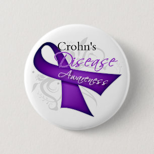 Crohn's Disease Awareness Ribbon 6 Cm Round Badge