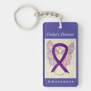 Crohn's Disease Awareness Ribbon Angel Key Chain
