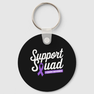 Crohns Disease Awareness Suprt Team Purple Ribbon Key Ring