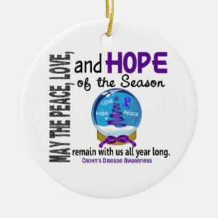 Crohns Disease Christmas 3 Snow Globe Ornaments