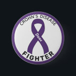 Crohn's Disease Fighter Ribbon White Button<br><div class="desc">Crohn's Disease Fighter Ribbon White Button for awareness and support for people fighting crohn's disease.</div>