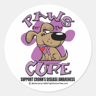 Crohn's Disease Paws for the Cure Classic Round Sticker