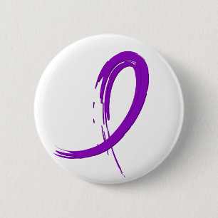 Crohn's Disease Purple Ribbon A4 6 Cm Round Badge