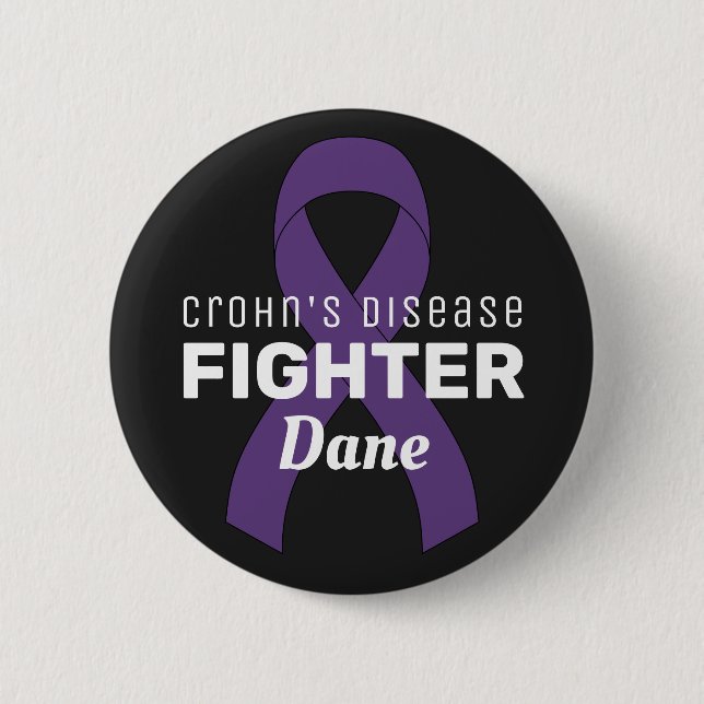 Crohn's Disease Ribbon Black Button (Front)