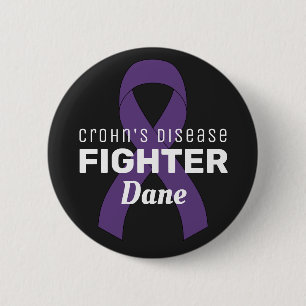 Crohn's Disease Ribbon Black Button