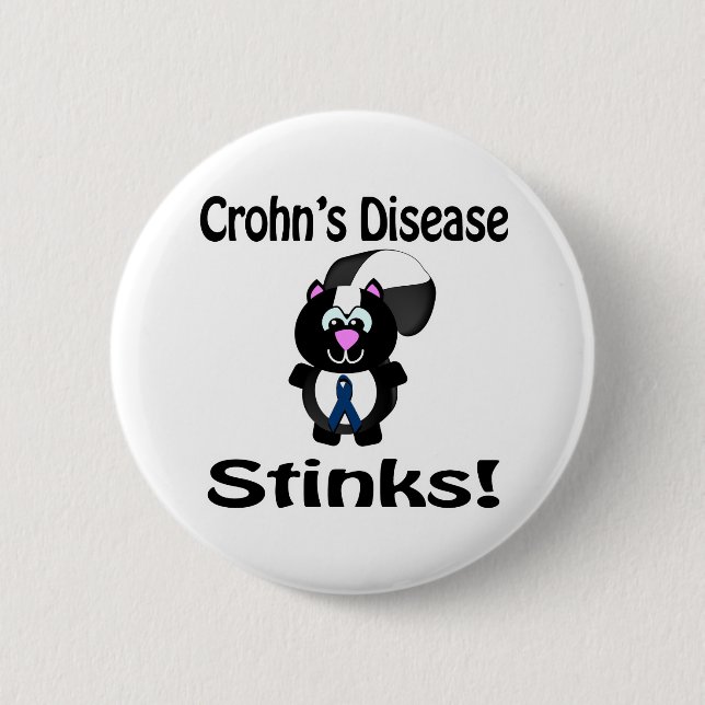 Crohns Disease Stinks Skunk Awareness Design 6 Cm Round Badge (Front)