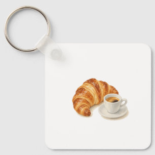 Croissant and Espresso Key Ring