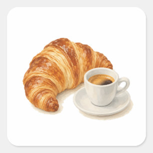 Croissant and Espresso Square Sticker
