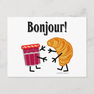 Croissant and Jam - Bonjour! Postcard