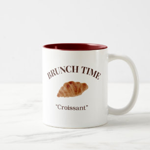 Croissant brunch time Two-Tone coffee mug