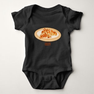 Croissant cartoon illustration  baby bodysuit