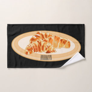 Croissant cartoon illustration  bath towel set