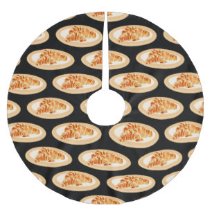 Croissant cartoon illustration brushed polyester tree skirt