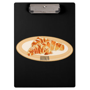 Croissant cartoon illustration clipboard