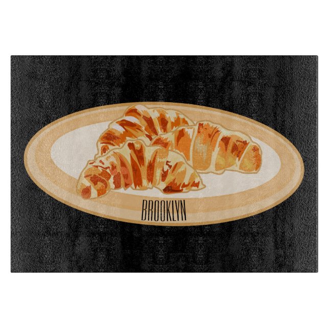 Croissant cartoon illustration  cutting board (Front)