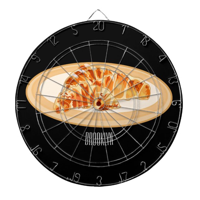 Croissant cartoon illustration  dartboard (Front)