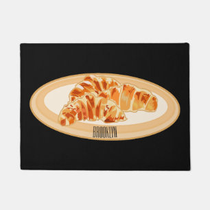 Croissant cartoon illustration doormat
