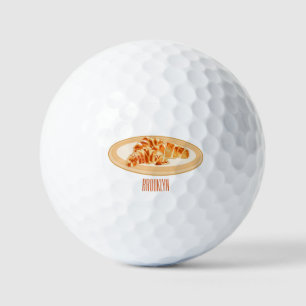 Croissant cartoon illustration golf balls