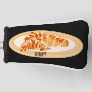 Croissant cartoon illustration golf head cover