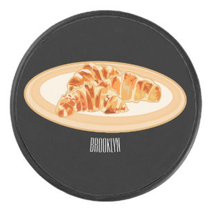 Croissant cartoon illustration hockey puck