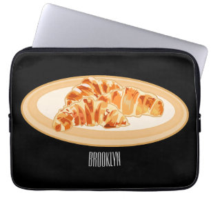 Croissant cartoon illustration  laptop sleeve