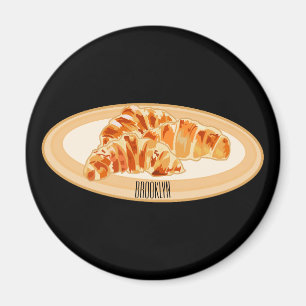 Croissant cartoon illustration magnet