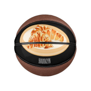 Croissant cartoon illustration  mini basketball