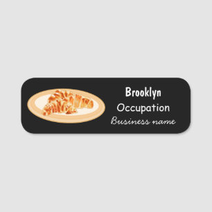 Croissant cartoon illustration name tag