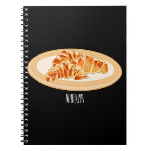 Croissant cartoon illustration  notebook
