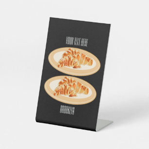 Croissant cartoon illustration  pedestal sign