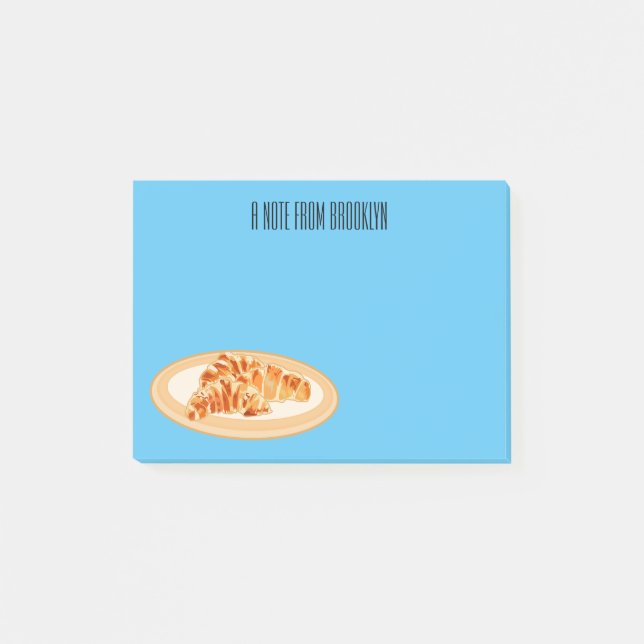 Croissant cartoon illustration  post-it notes (Front)