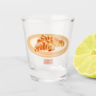 Croissant cartoon illustration  shot glass