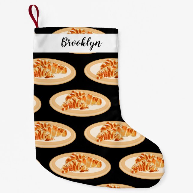 Croissant cartoon illustration small christmas stocking (Front)