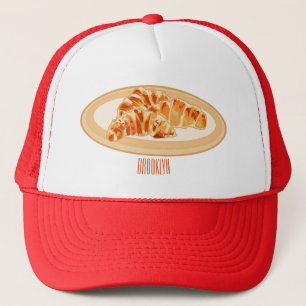 Croissant cartoon illustration trucker hat