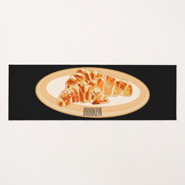 Croissant cartoon illustration  yoga mat (Front (Horizontal))