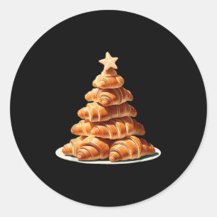 Croissant Christmas Tree  Classic Round Sticker