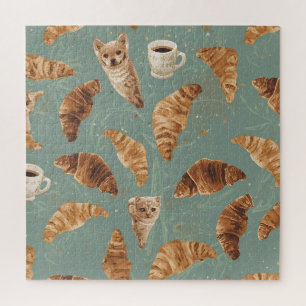 Croissant Crawl Cats, Coffee & French Bakery Chaos Jigsaw Puzzle