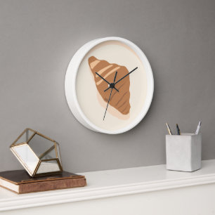 Croissant Food Art Cartoon Illustration Modern Clock