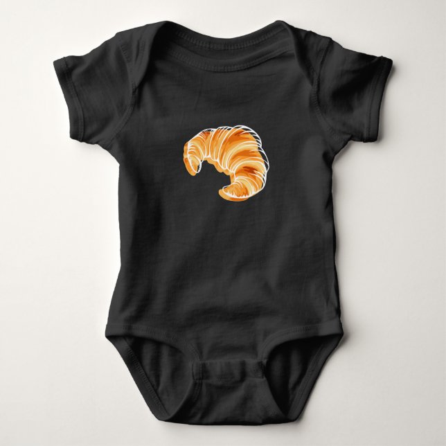 Croissant France Travel Eiffel Tower Baby Bodysuit (Front)