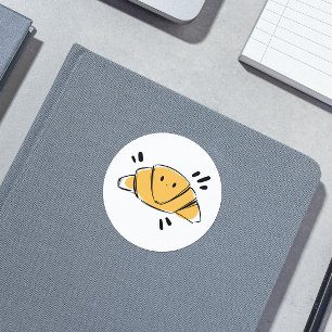 Croissant Ink Sketch Classic Round Sticker
