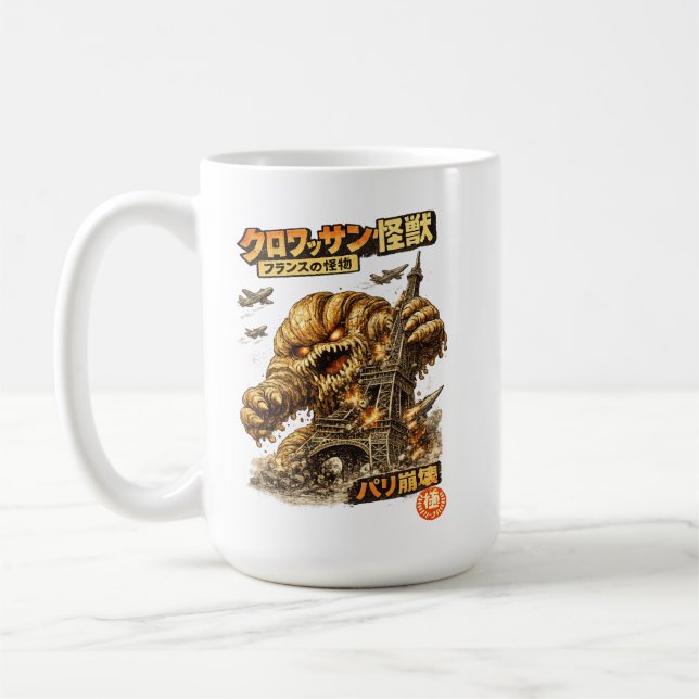 Croissant Kaiju – Paris Under Attack Coffee Mug (Left)
