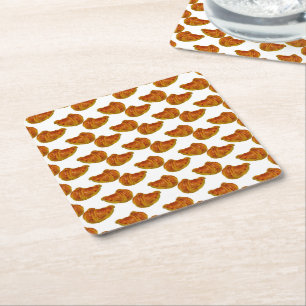 Croissant photo motif pattern square paper coaster