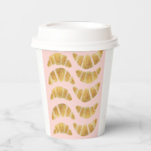Croissant Rose Handpainted Watercolour Paper Cups