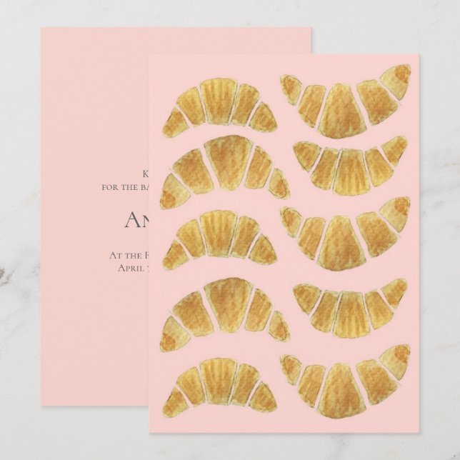 Croissant Rose Watercolour  Invitation (Front/Back)