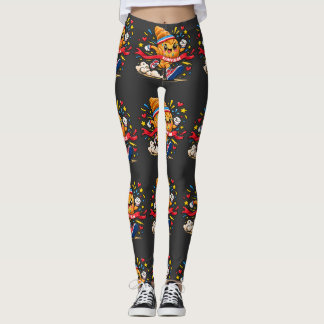Croissant Runner Cartoon Finish Line Sprint Leggings