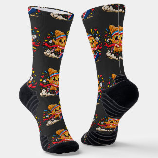 Croissant Runner Cartoon Finish Line Sprint Socks