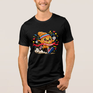 Croissant Runner Cartoon Finish Line Sprint Tri-Blend Shirt